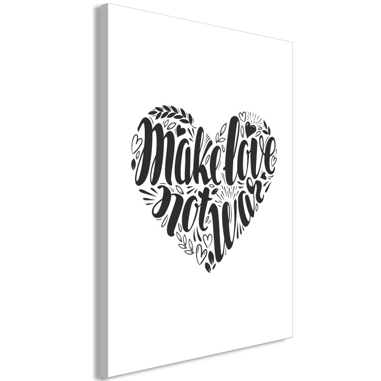 Canvas Print Let's Love Each Other (1-piece) Vertical - black and white heart with text 142443 additionalImage 2