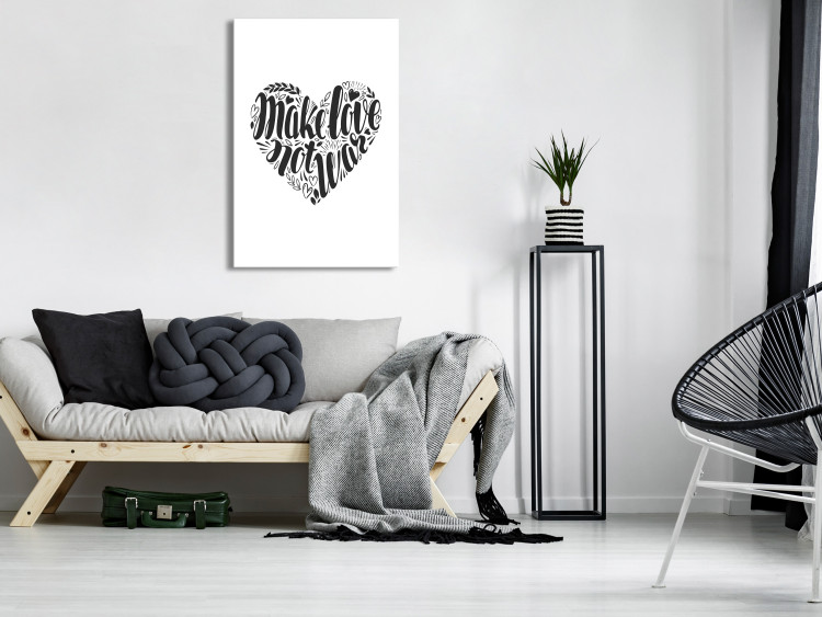 Canvas Print Let's Love Each Other (1-piece) Vertical - black and white heart with text 142443 additionalImage 3