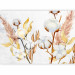 Wall Mural Boho motif - painted leaves and cotton flowers in shades of blue 143843 additionalThumb 1