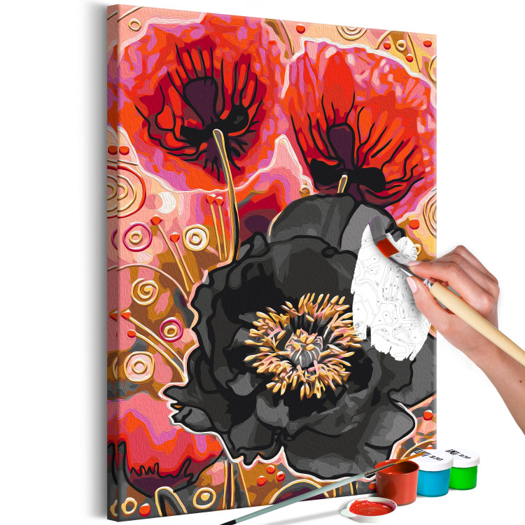 Paint by number Blooming Poppies - Three Flowers and Black, Red and Gold Accessories 144143 additionalImage 5