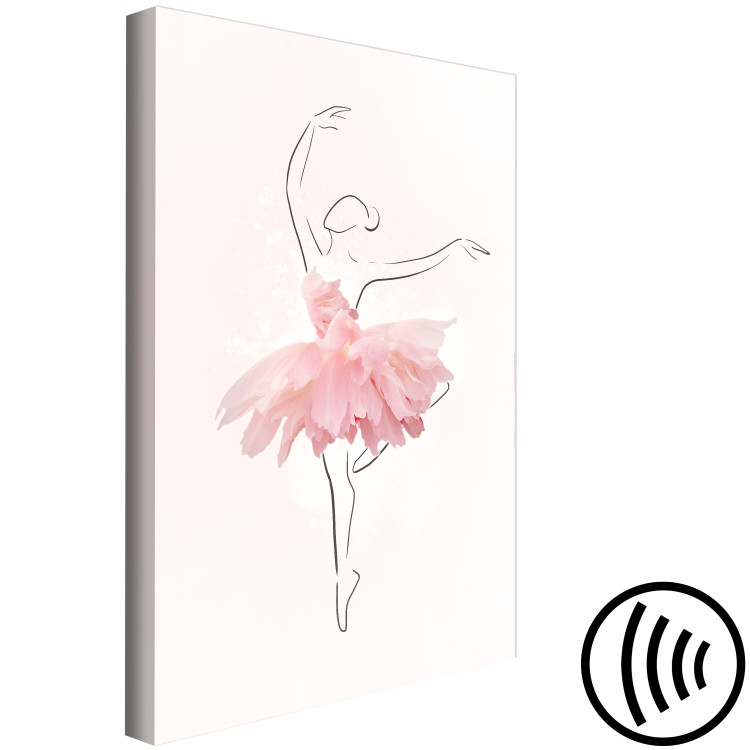 Canvas Art Print Ballerina (1-piece) - woman's line art in a pink floral dress 145243 additionalImage 6