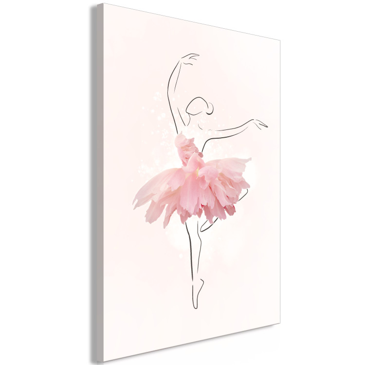 Canvas Art Print Ballerina (1-piece) - woman's line art in a pink floral dress 145243 additionalImage 2