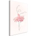 Canvas Art Print Ballerina (1-piece) - woman's line art in a pink floral dress 145243 additionalThumb 2