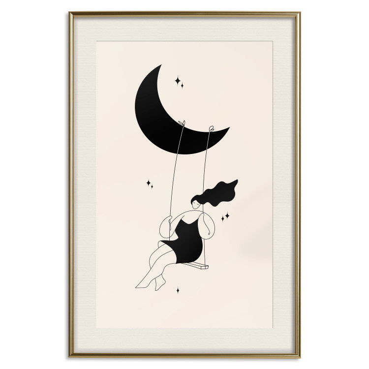 Wall Poster Fun - Girl Swinging on the Moon Surrounded by Stars 146143 additionalImage 27