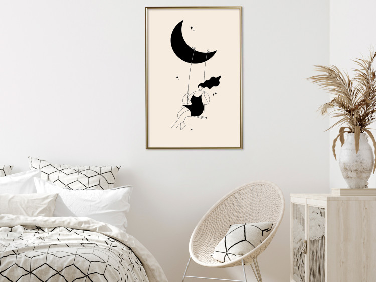 Wall Poster Fun - Girl Swinging on the Moon Surrounded by Stars 146143 additionalImage 12