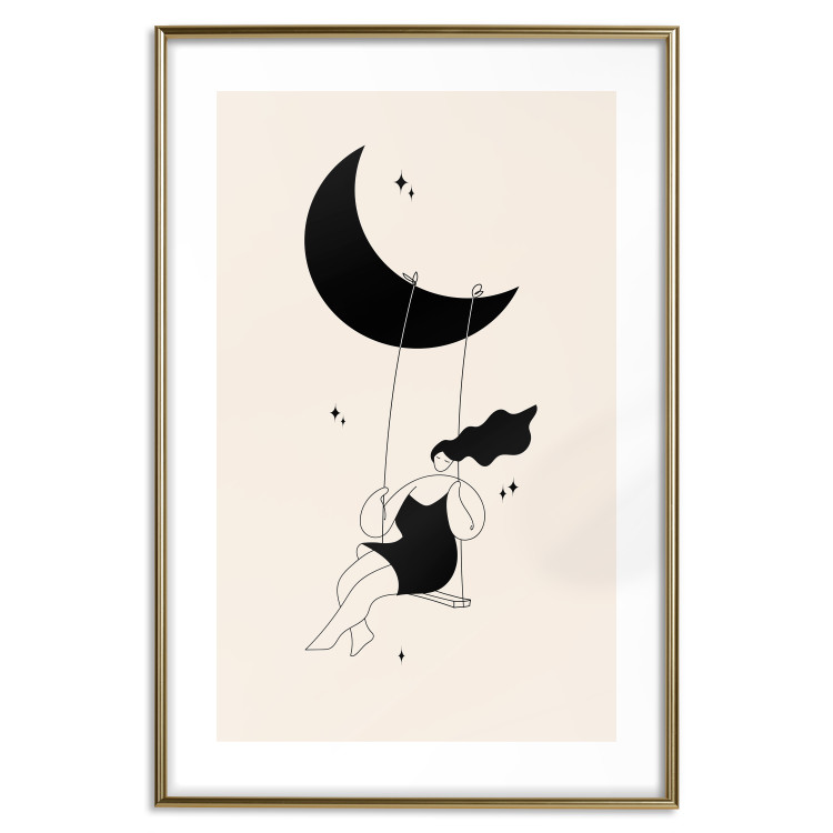 Wall Poster Fun - Girl Swinging on the Moon Surrounded by Stars 146143 additionalImage 25