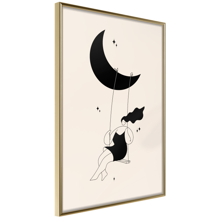 Wall Poster Fun - Girl Swinging on the Moon Surrounded by Stars 146143 additionalImage 2