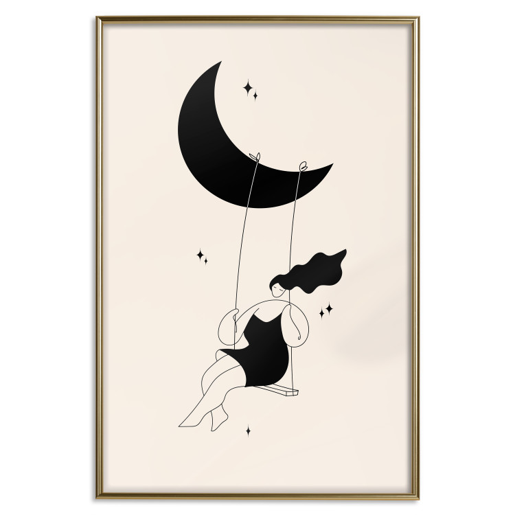 Wall Poster Fun - Girl Swinging on the Moon Surrounded by Stars 146143 additionalImage 21