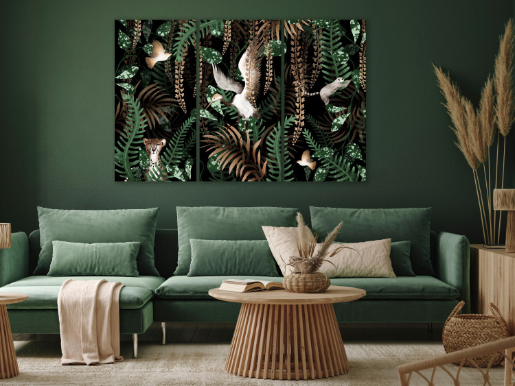 Canvas Art Print Tropical Jungle - Triptych with Exotic Animals 146443 additionalImage 3