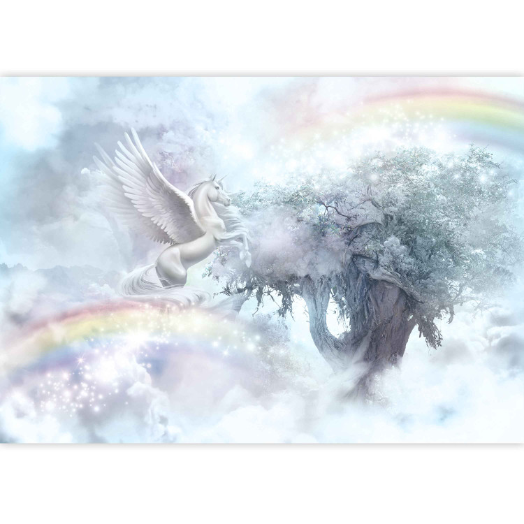 Photo Wallpaper Unicorn and Magic Tree - Blue and Rainbow Land in the Clouds 148543 additionalImage 3