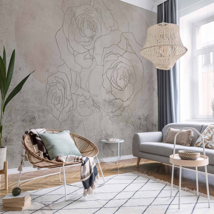 Wall Mural Decorative Fresco - Artistic Wall With a Drawing of Flowers 148943
