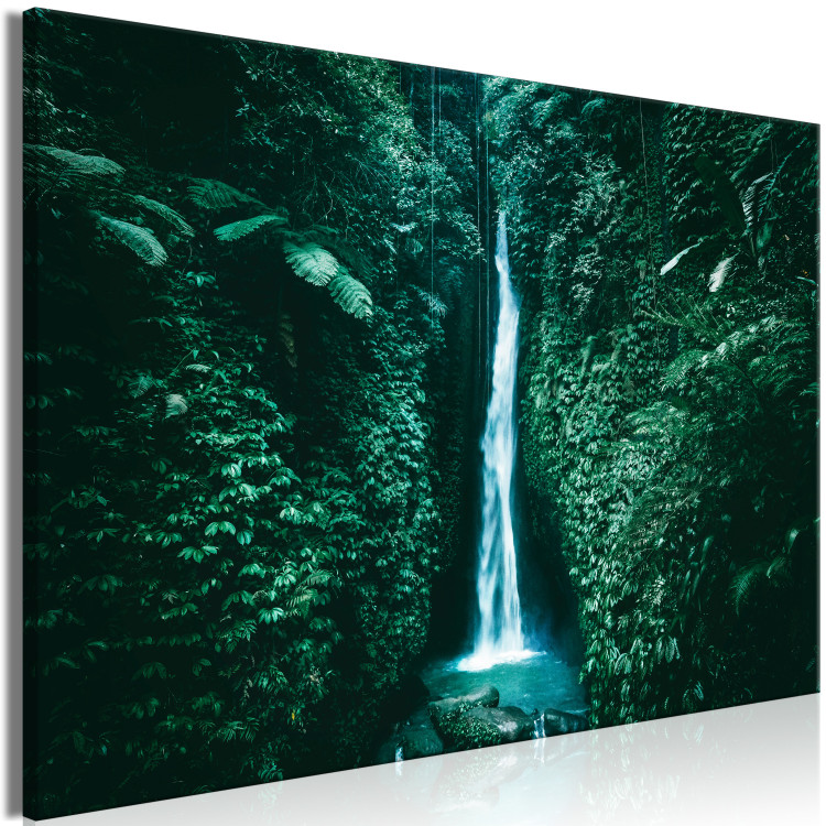 Canvas Print Jungle Landscape (1-piece) - mountain waterfall amidst greenery 149643 additionalImage 2