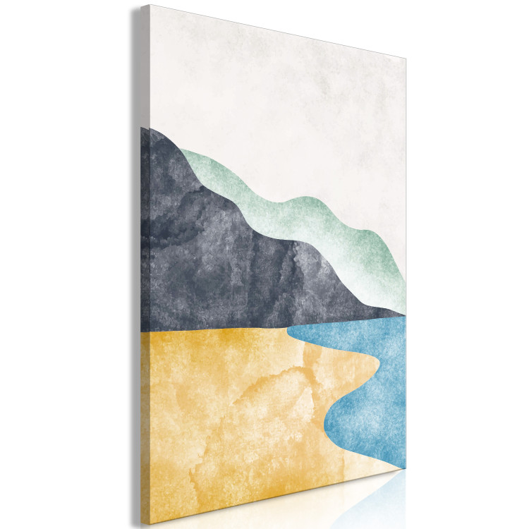 Canvas Art Print Abstract Landscape - Beach, Mountains and Ocean Against a Light Gray Sky 149743 additionalImage 2