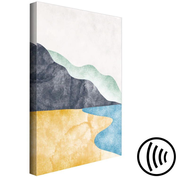 Canvas Art Print Abstract Landscape - Beach, Mountains and Ocean Against a Light Gray Sky 149743 additionalImage 6