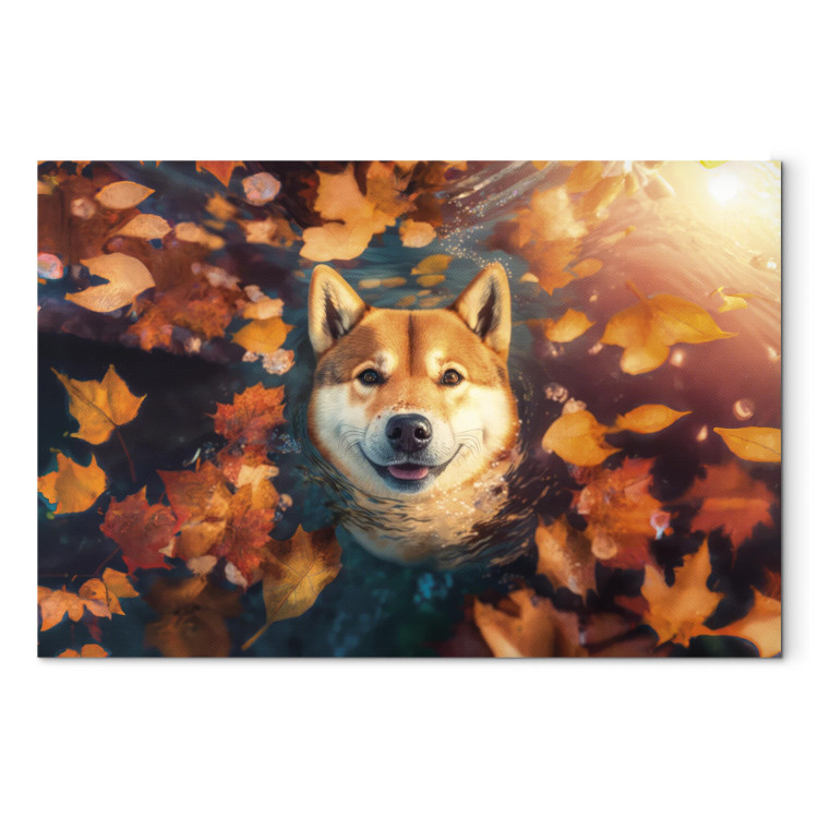 Canvas Art Print AI Shiba Dog - Portrait of a Friendly Animal in an Autumn Mood - Horizontal 150243 additionalImage 7