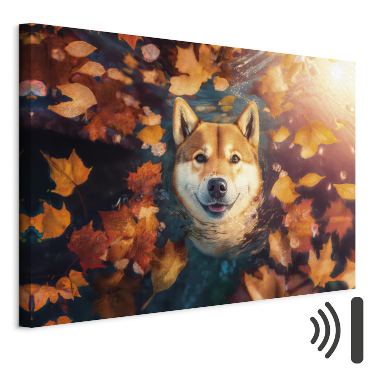 Canvas Art Print AI Shiba Dog - Portrait of a Friendly Animal in an Autumn Mood - Horizontal 150243 additionalImage 8