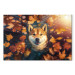Canvas Art Print AI Shiba Dog - Portrait of a Friendly Animal in an Autumn Mood - Horizontal 150243