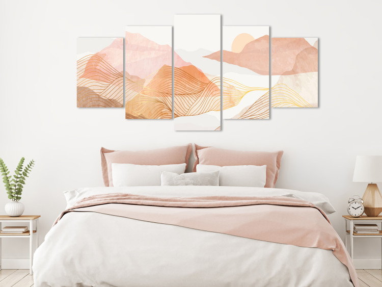 Canvas Subtle Landscape - Composition in Pastel Shades of Pink and Beige 151843 additionalImage 3