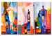 Canvas Pastel Figures (3-piece) - colorful abstraction with silhouettes 47143