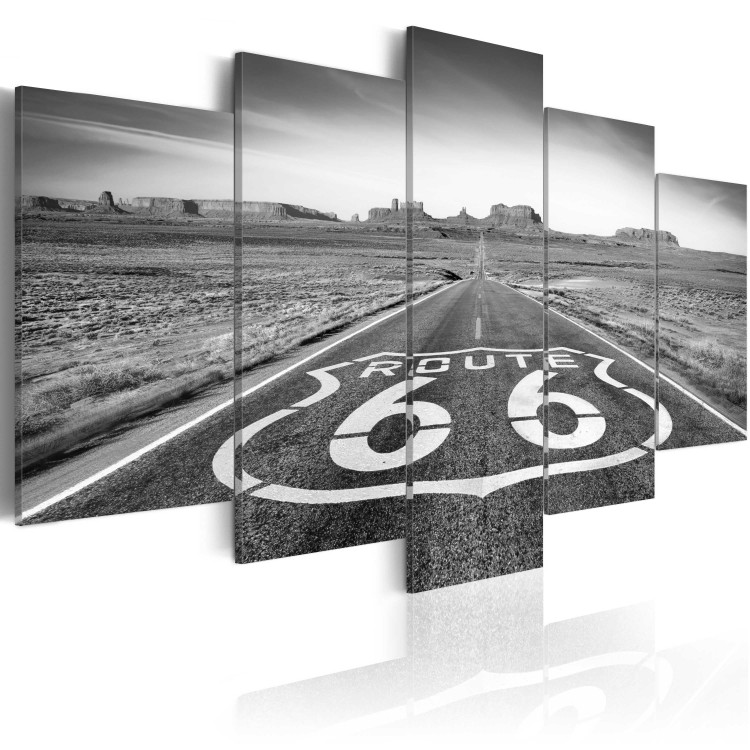 Canvas Print Route 66 - black and white 50443 additionalImage 2