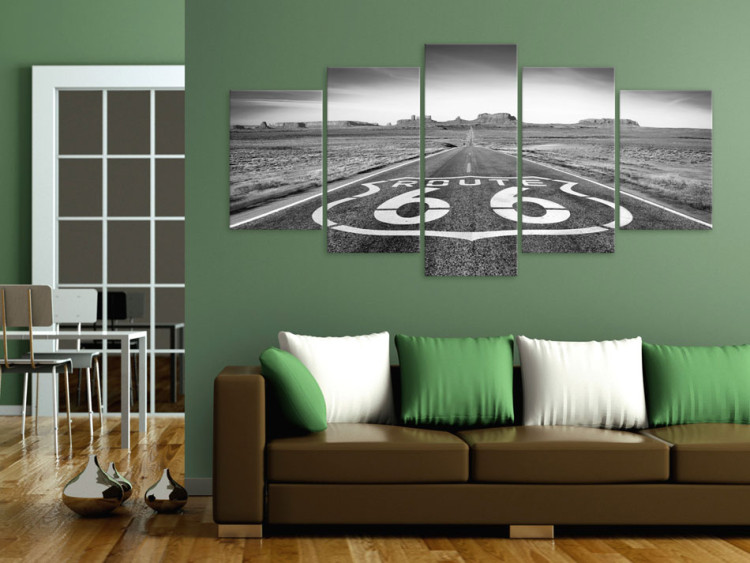 Canvas Print Route 66 - black and white 50443 additionalImage 3