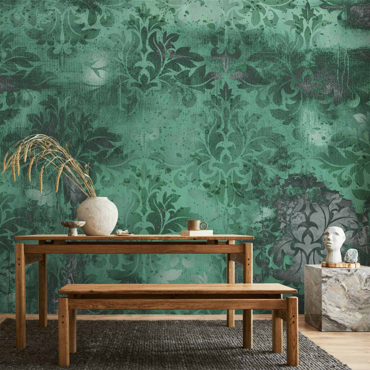 Photo Wallpaper Green motif - background with numerous ornaments and grey scratch effect 88743 additionalImage 6