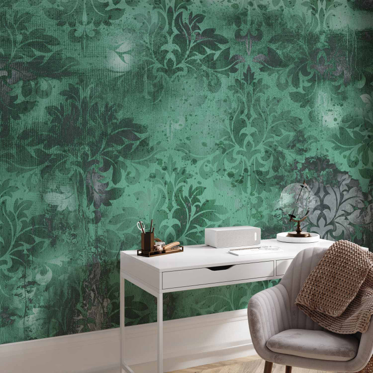 Photo Wallpaper Green motif - background with numerous ornaments and grey scratch effect 88743 additionalImage 4