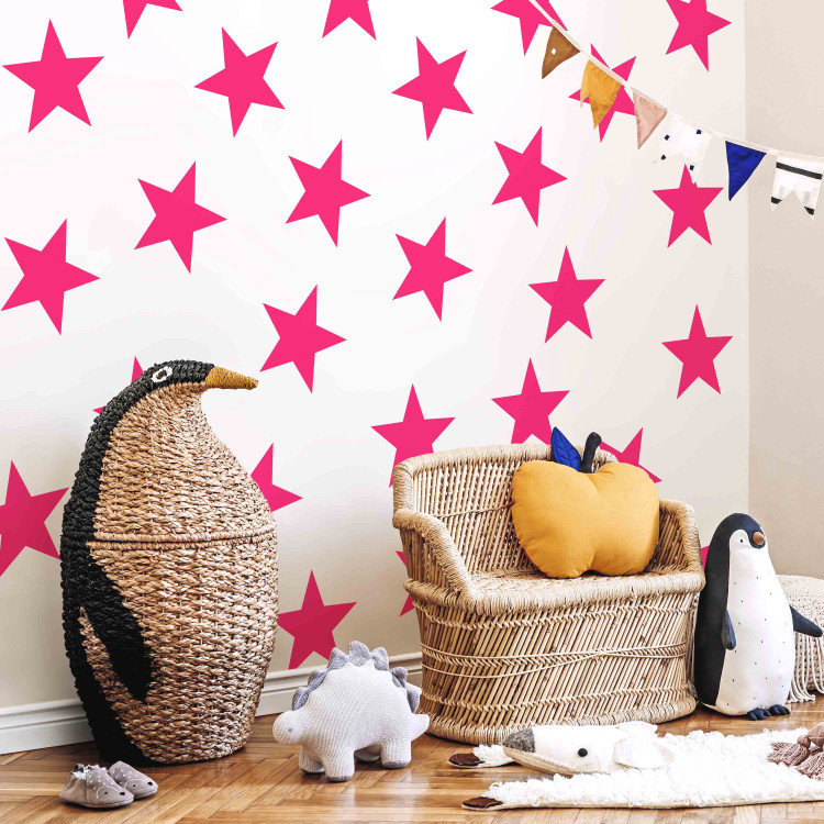 Wall Mural Star pink dreams - a pattern of figures with pink stars on a white background 90243 additionalImage 6