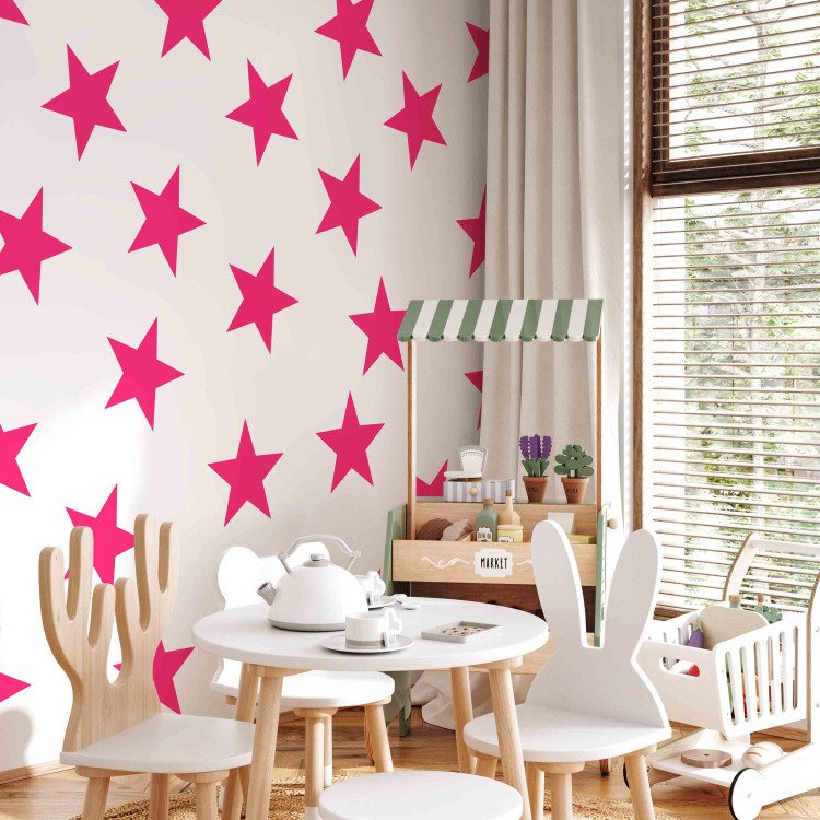 Wall Mural Star pink dreams - a pattern of figures with pink stars on a white background 90243 additionalImage 4