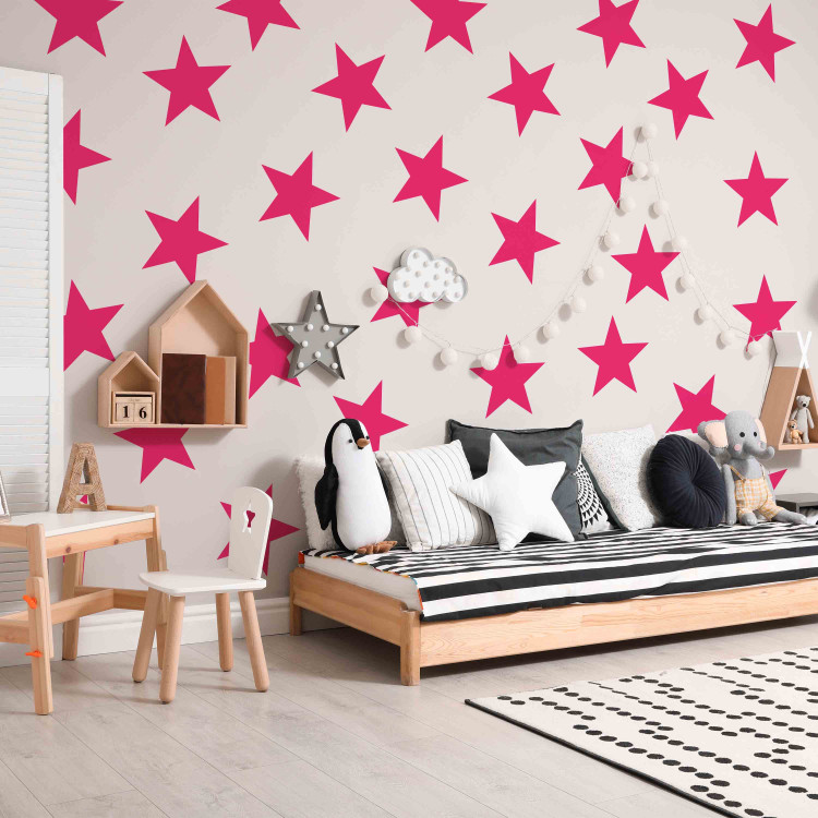 Wall Mural Star pink dreams - a pattern of figures with pink stars on a white background 90243 additionalImage 5