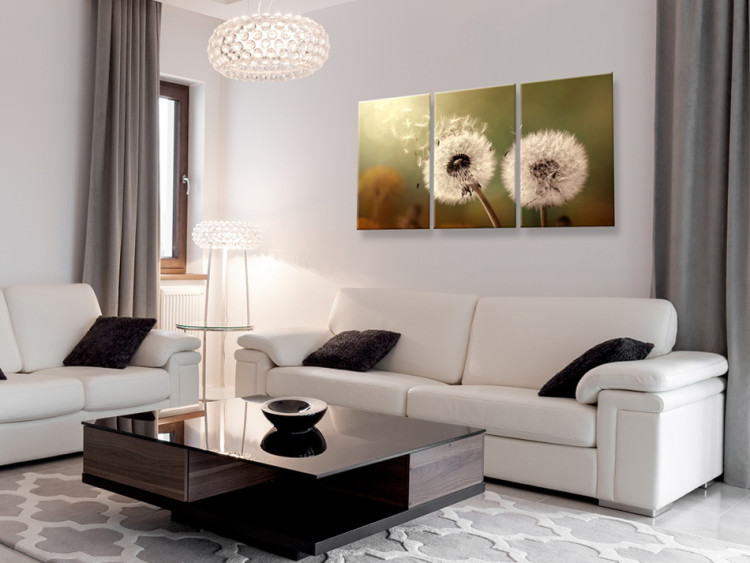 Canvas Print Whisper of Summer (3-piece) - Delicate Dandelions in Breeze 92743 additionalImage 3