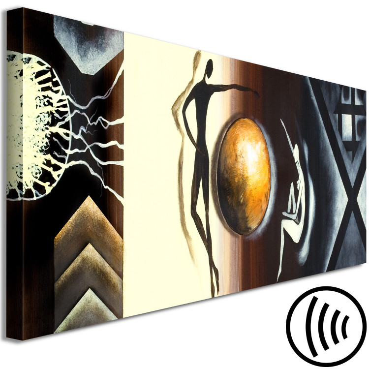 Canvas Art Print Conversation (1-part) Narrow - Silhouettes of Figures in Abstraction Motif 108453 additionalImage 6