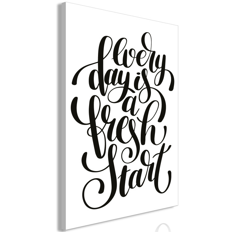 Canvas Art Print Life motto - black and white ''Every day a fresh start'' inscription 114653 additionalImage 2