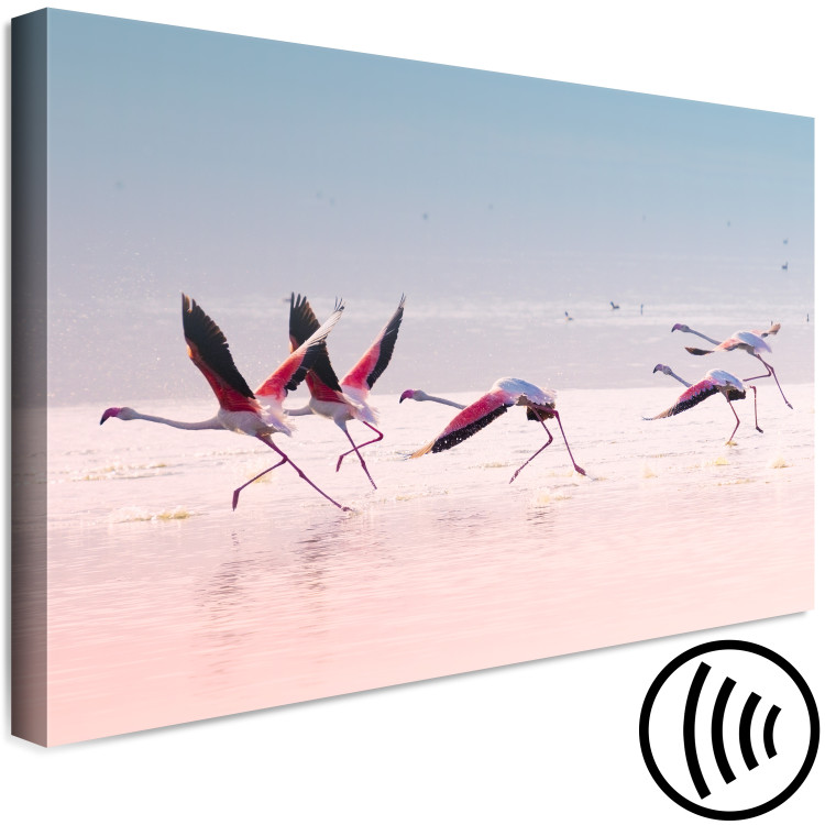 Canvas Art Print Birds Getting Ready to Fly (1-part) - Flamingos Against Water 117453 additionalImage 6