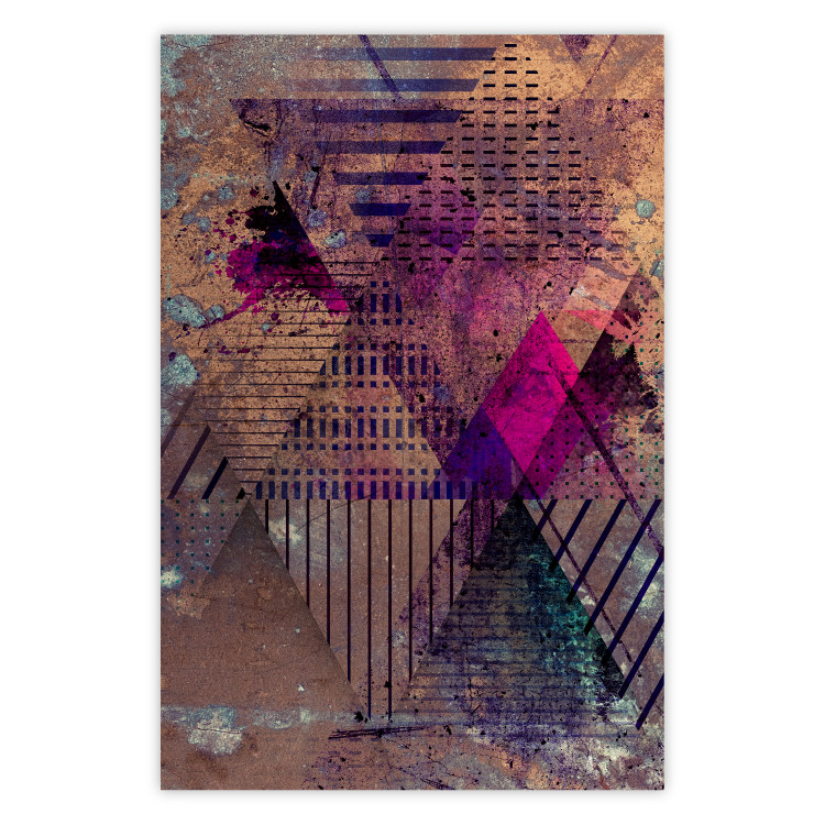 Poster Honey Abstraction - colorful geometric composition with a hint of pink 118253