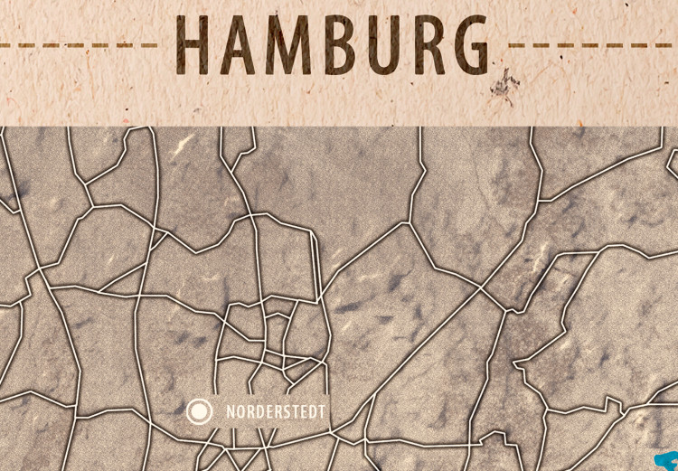 Canvas Art Print Discovering Hamburg (1-part) - Germany Map in Brown Hue 118553 additionalImage 4