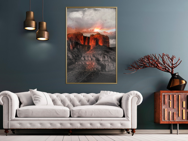 Wall Poster Grand Canyon - mountain landscape against a cloudy sky and sun 119153 additionalImage 11