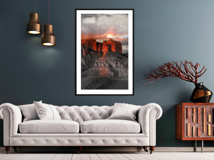 Wall Poster Grand Canyon - mountain landscape against a cloudy sky and sun 119153 additionalImage 12