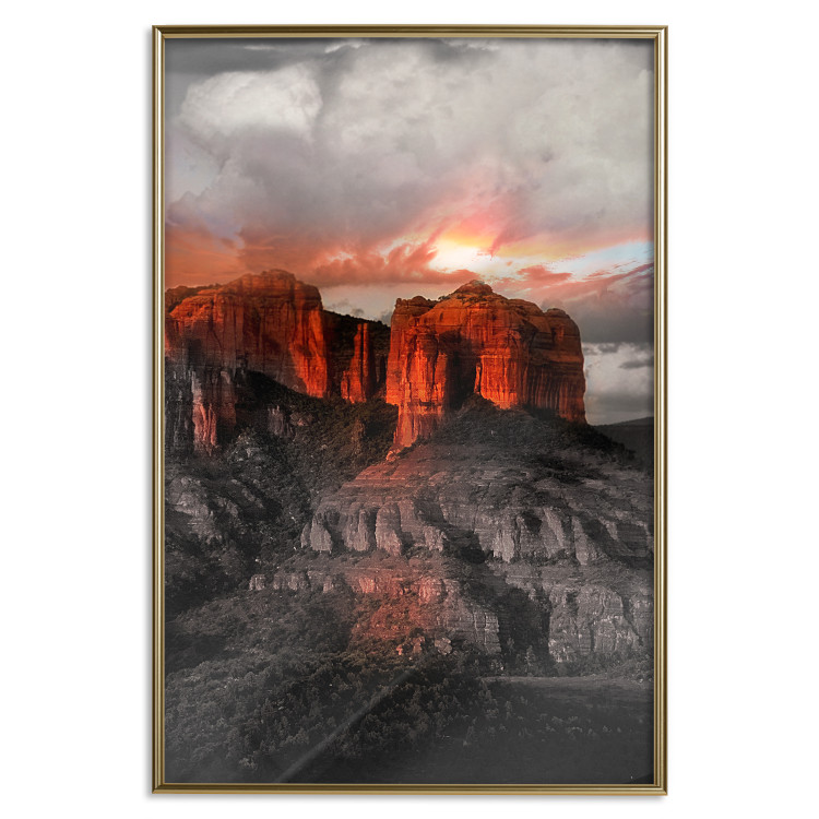 Wall Poster Grand Canyon - mountain landscape against a cloudy sky and sun 119153 additionalImage 20