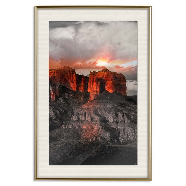 Wall Poster Grand Canyon - mountain landscape against a cloudy sky and sun 119153 additionalImage 19