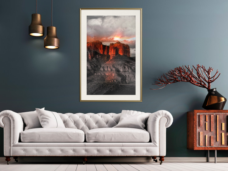 Wall Poster Grand Canyon - mountain landscape against a cloudy sky and sun 119153 additionalImage 21