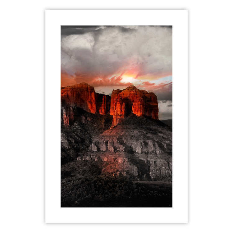 Wall Poster Grand Canyon - mountain landscape against a cloudy sky and sun 119153 additionalImage 25