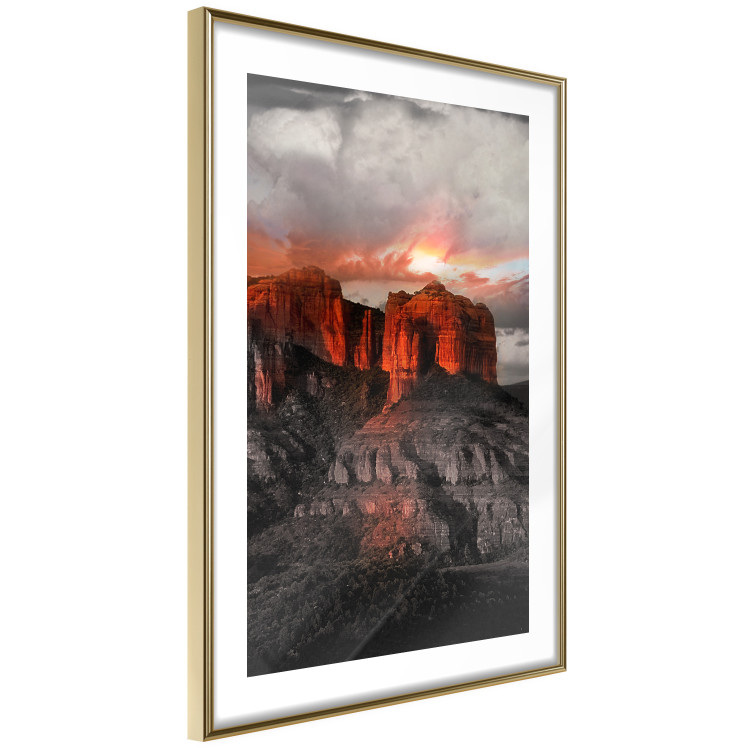 Wall Poster Grand Canyon - mountain landscape against a cloudy sky and sun 119153 additionalImage 6
