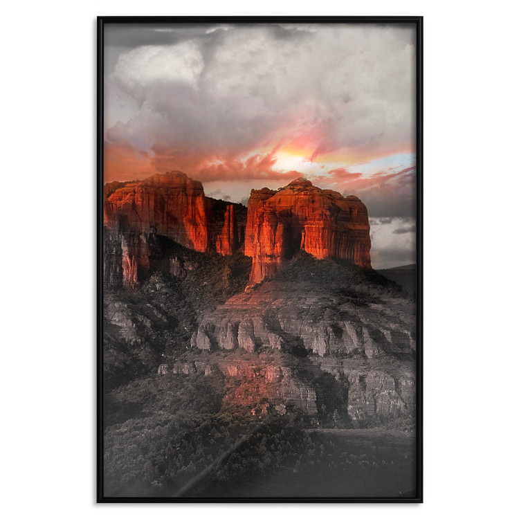 Wall Poster Grand Canyon - mountain landscape against a cloudy sky and sun 119153 additionalImage 24