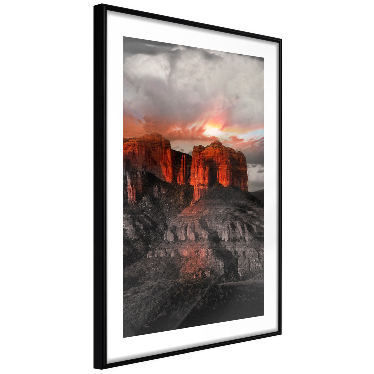 Wall Poster Grand Canyon - mountain landscape against a cloudy sky and sun 119153 additionalImage 2