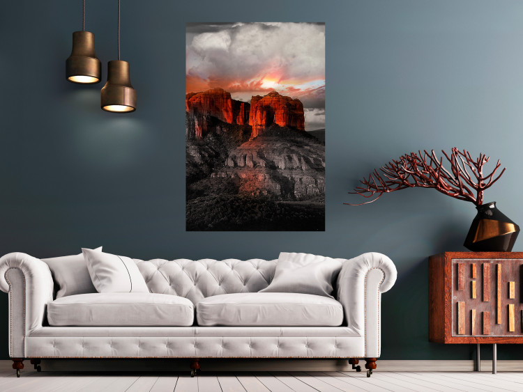 Wall Poster Grand Canyon - mountain landscape against a cloudy sky and sun 119153 additionalImage 23