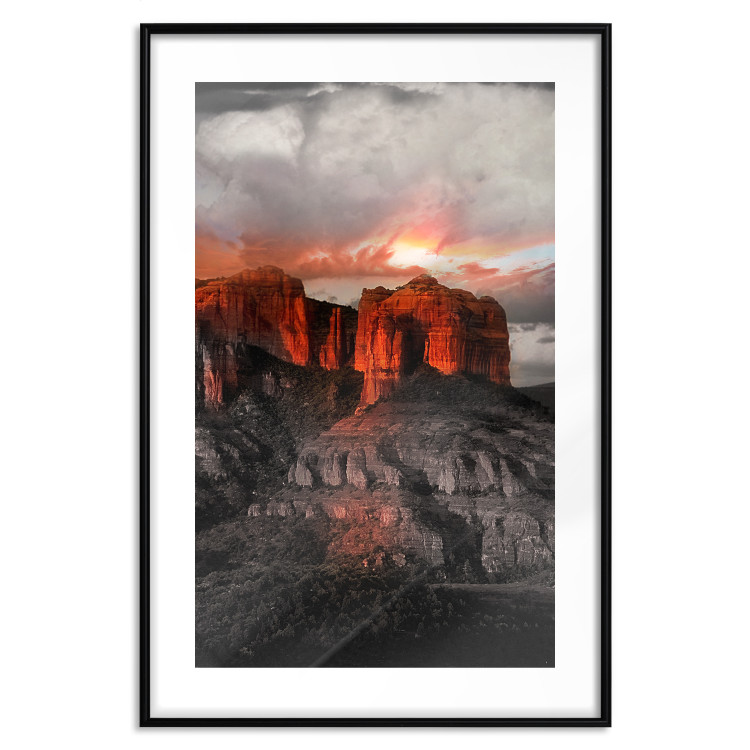 Wall Poster Grand Canyon - mountain landscape against a cloudy sky and sun 119153 additionalImage 17