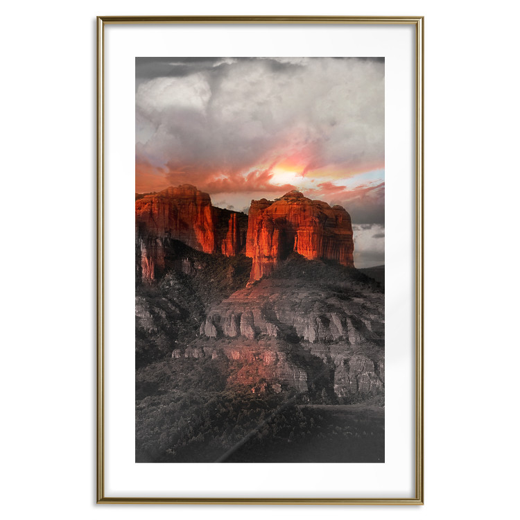Wall Poster Grand Canyon - mountain landscape against a cloudy sky and sun 119153 additionalImage 16