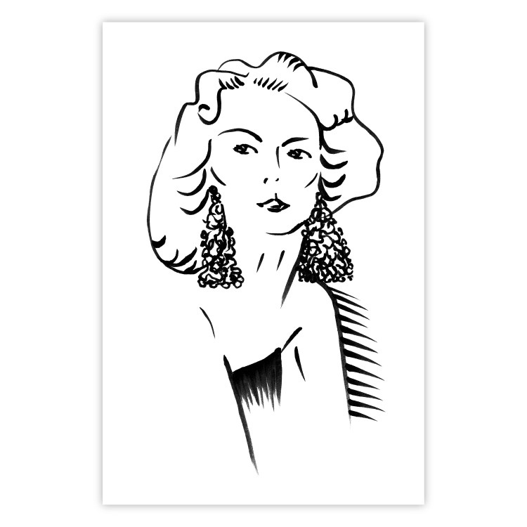 Poster Charming Blonde - simple black and white portrait of an elegant woman 119253