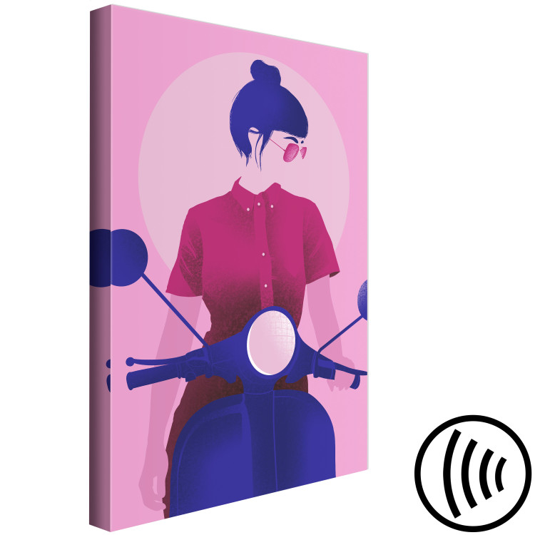 Canvas Print Figure on a Motorcycle (1-part) - Woman's Silhouette on Pink 123353 additionalImage 6